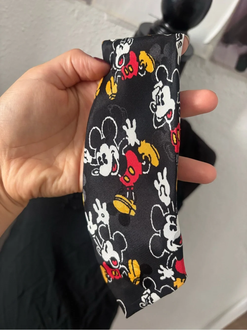 Disney Black Tie with Mickey Mouse Red & Yellow Accents